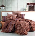Lenjerie de pat dubla Navys V2, Majoli Home Collection, 4 piese, 240x260 cm, bumbac ranforce, maro
