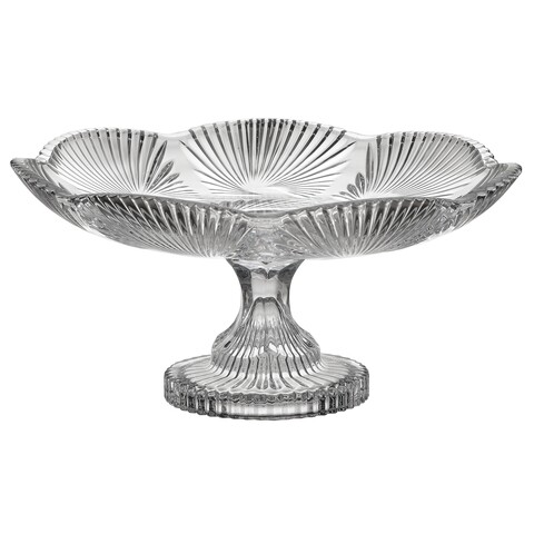 Platou pentru prajituri Clear, InArt, Ø32x16 cm, sticla