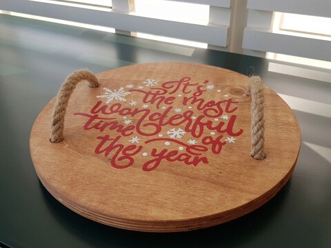 Tava pentru servire, wonderful time, 32x32x2 cm, placaj, natural