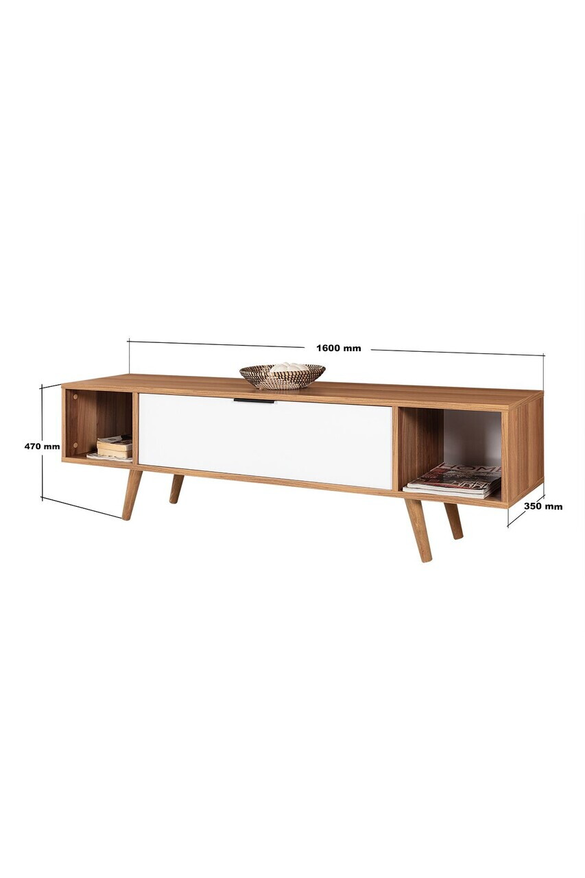 Comoda TV, Hanah Home, Mesir 3626, 160x47x35 cm, PAL, Nuc/Alb — imaginea 7