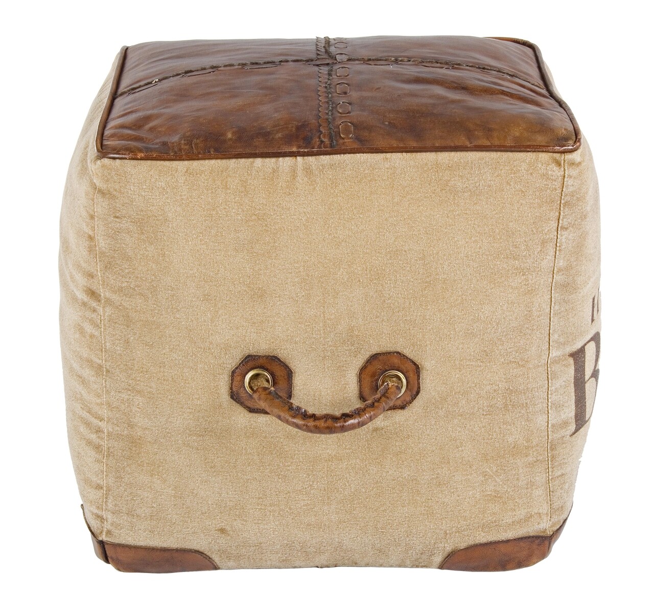 Taburet Sanpark, Bizzotto, 45x45x45 cm, canvas/piele naturala - 2 | YEO
