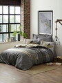 Lenjerie de pat dubla Super King (EU) (IT), Leonardo - Grey, Cotton Box, Bumbac Ranforce