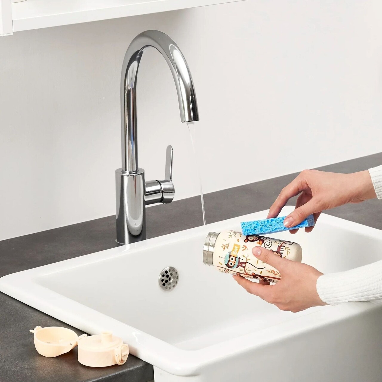 Sticla apa pentru copii, inox, 400ml, Monkeys - Ion8 - imagine 9