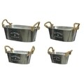 Set 4 ghivece Flower & Garden Oval, Decoris, zinc, argintiu