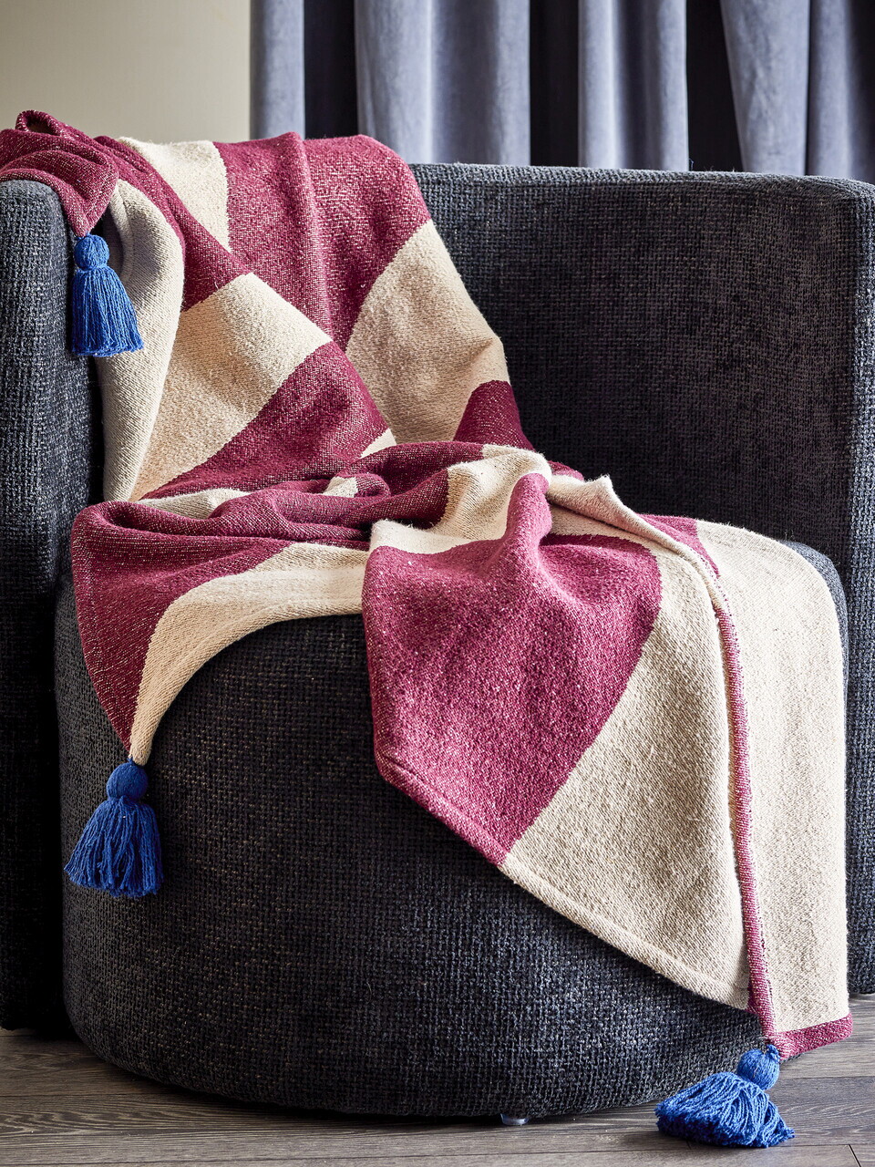 Patura, Bloomingville, Cimmi, 160x130 cm, amestec bumbac, multicolor — imaginea 4