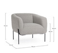 Fotoliu Claudine, Bizzotto, 78 x 74 x 73 cm, otel/poliester Boucle, gri