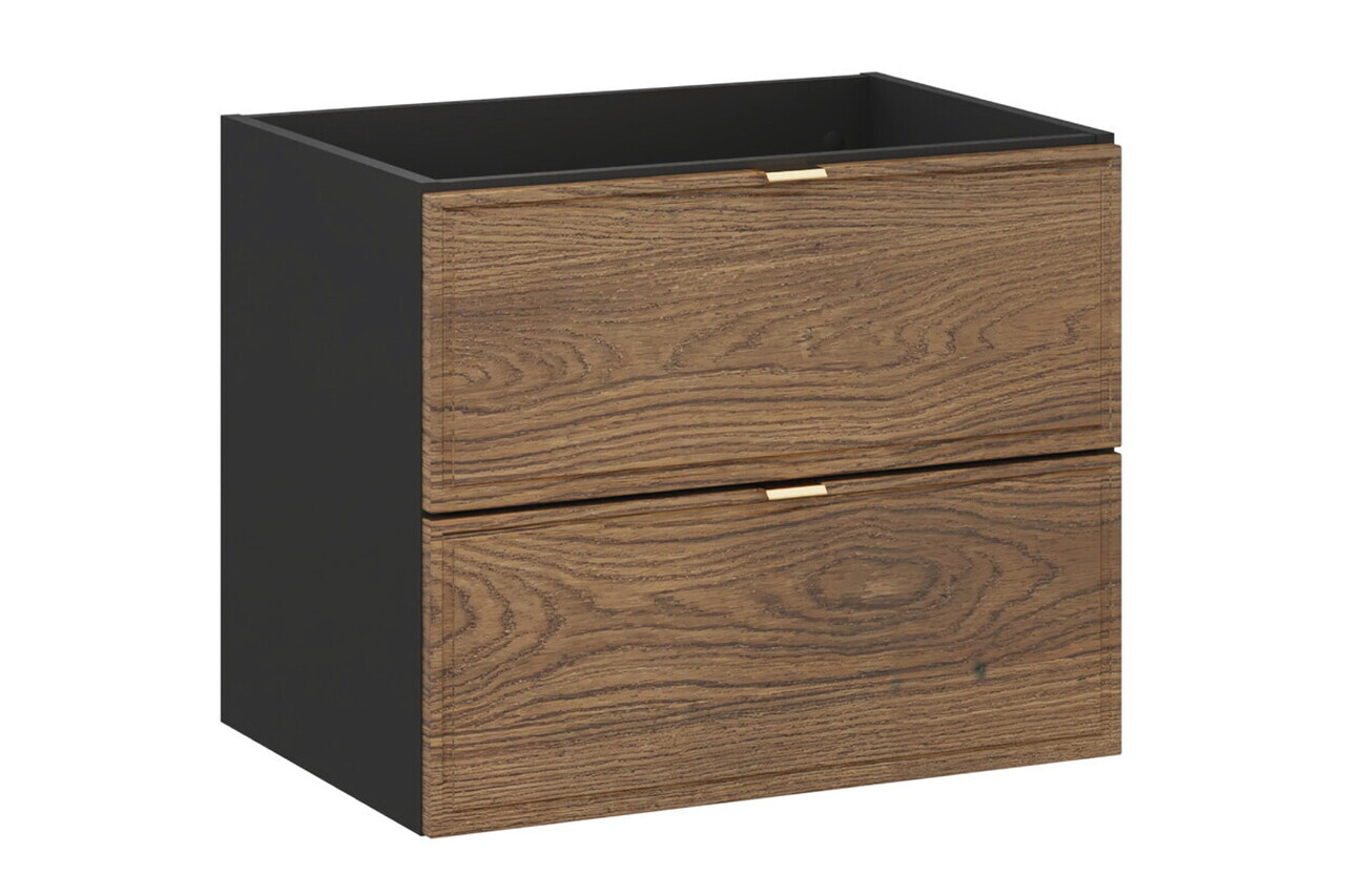 Set mobilier baie, masca cu lavoar si dulap inalt, 60 cm, Talia Casella, Comad, MDF/PAL laminat, stejar casella/negru mat — imaginea 2