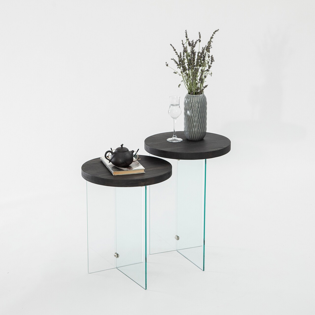 Set masuta de cafea, Neostill, Serenity 2, Sticla temperata, Antracit / Transparent - 1 | YEO