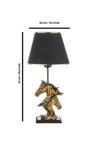 Lampa de masa, FullHouse, 390FLH1927, Baza din lemn, Aur/Negru
