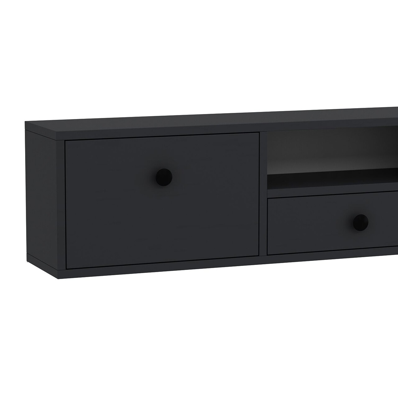 Comoda TV, Hanah Home, 1301-DROP-1, 140x30x30 cm, PAL , Antracit / Negru - view 5