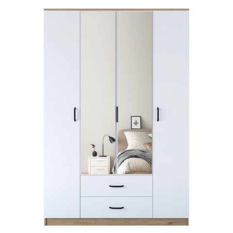 Dulap pentru haine, Rani, BA131, 210x210x51.5 cm, PAL, Nuc/Alb