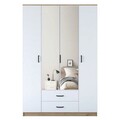 Dulap pentru haine, Rani, BA131, 210x210x51.5 cm, PAL, Nuc/Alb