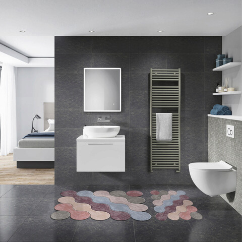 Set covoraș de baie (2 bucăți), Alanur Home, 21011715RN, Poliester, Multicolor