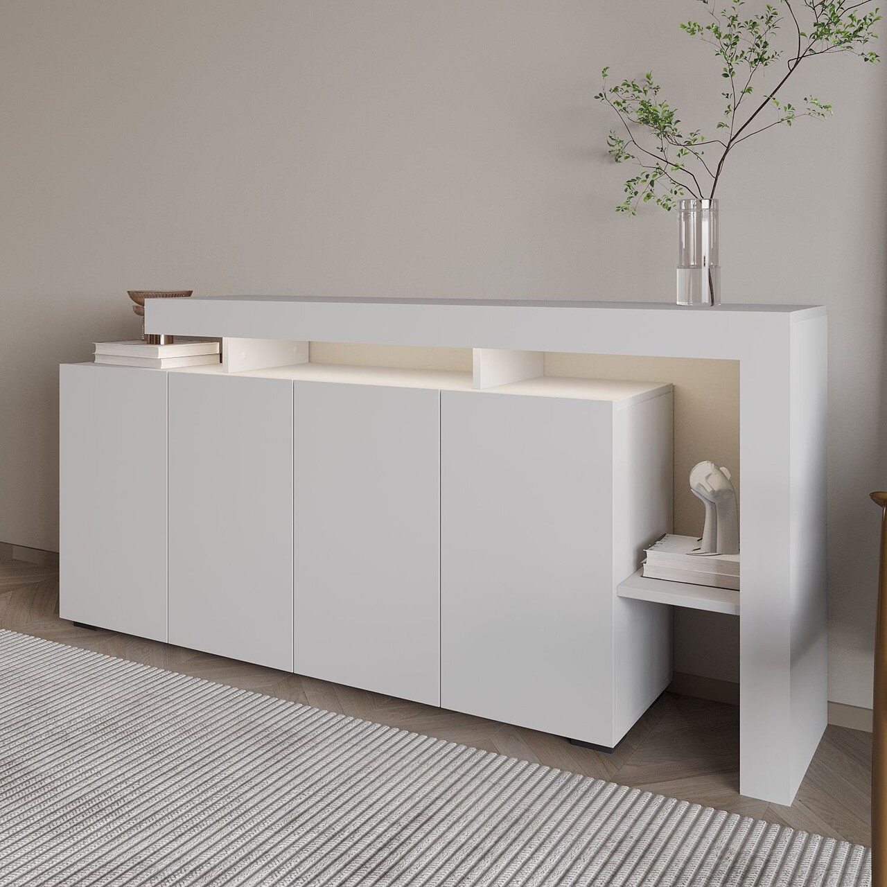 Consola, Hanah Home, Beliz, 170x80x35 cm, Alb - view 4