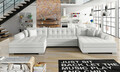 Coltar extensibil 5 locuri, ELTAP, Vento, 359x165x87 cm, lemn/poliester, alb