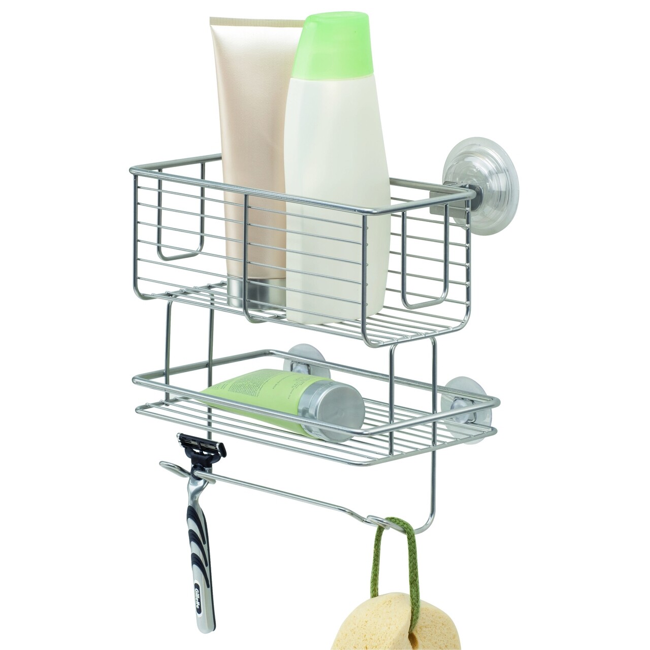 Suport accesorii pentru baie Classico, iDesign, 23x14x25 cm, cu ventuze, otel - 1 | YEO