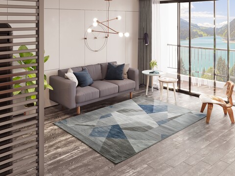 Covor, Babek 5528 Blue, 120 x 170 cm, 100% poliester, gri/bleu