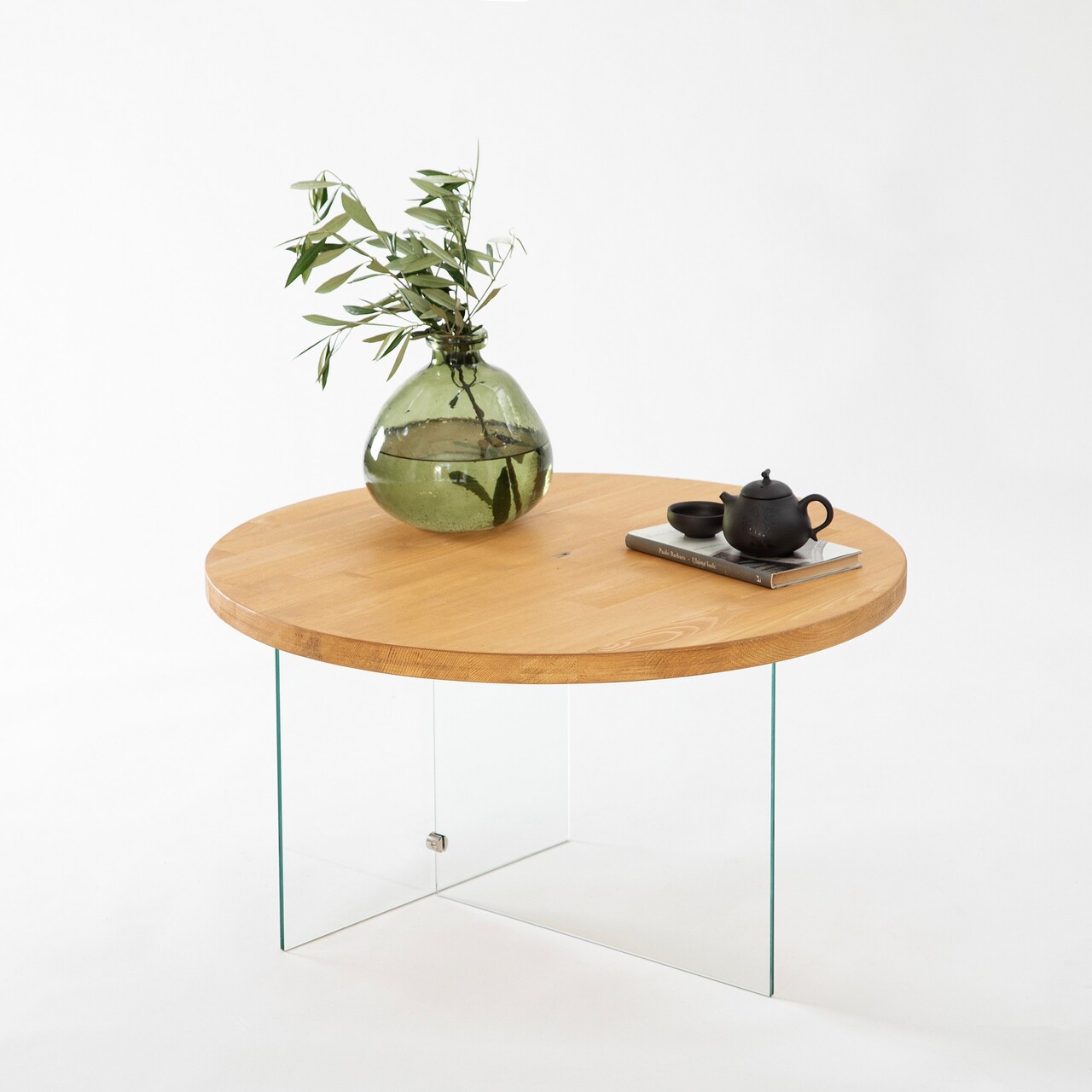 Masuta de cafea, Neostill, Serenity, 70x40 cm, Sticla temperata, Transparent / Stejar - 1 | YEO