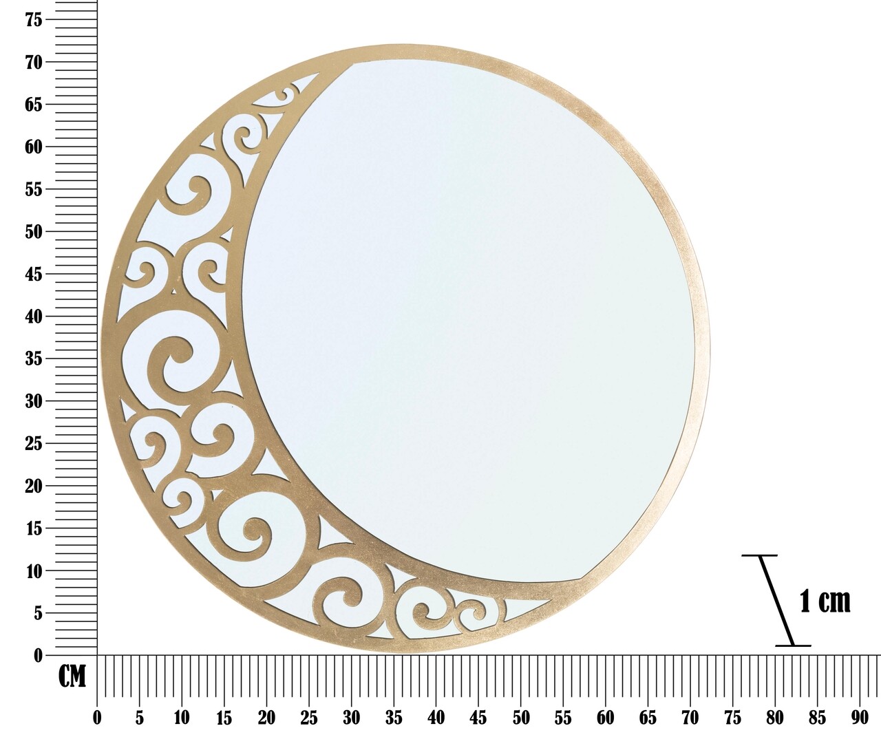 Oglinda Decorativa Luna Astratta, Mauro Ferretti, Ø 72 Cm, Fier, Auriu