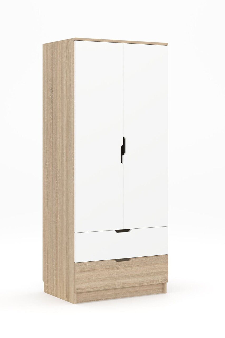 Dulap pentru haine, Hanah Home, Lento, 75x180x52.5 cm, PAL, Stejar Sonomo / Alb — imaginea 4