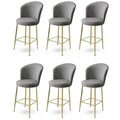 Set scaune de bar 6 piese, Charlotte, Fora, Metal, Gri / Auriu