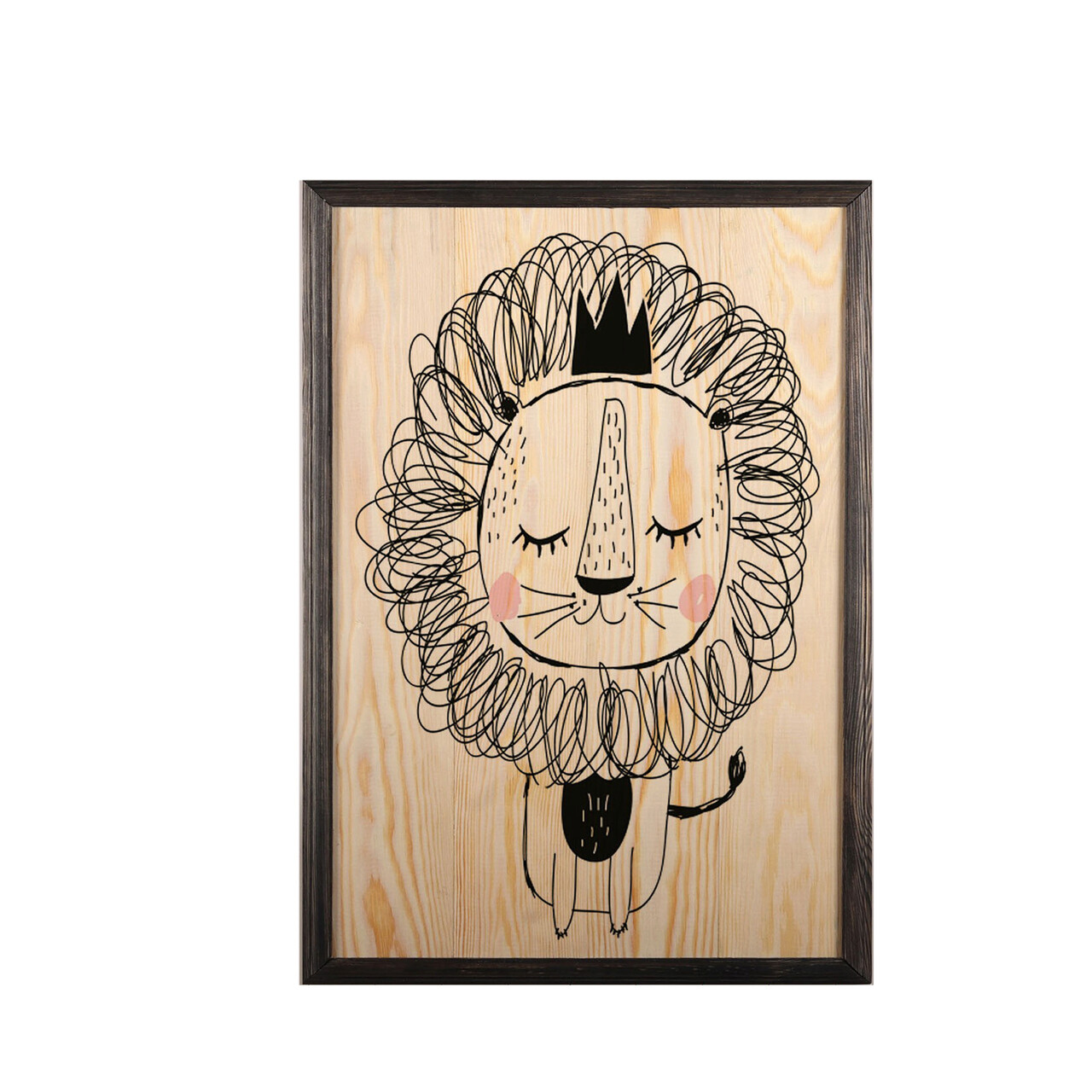 Tablou decorativ, Cute Lion, Lemn, Lemn, Multicolor - 1 | YEO