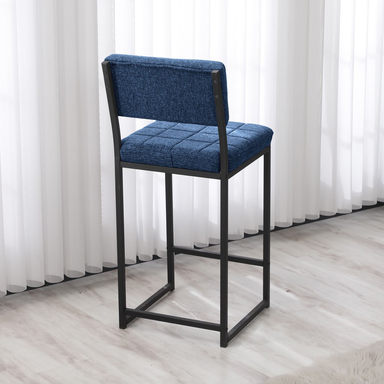 Scaun de bar, Hanah Home, Retro, 40x98x40 cm, Albastru navy - imagine 4