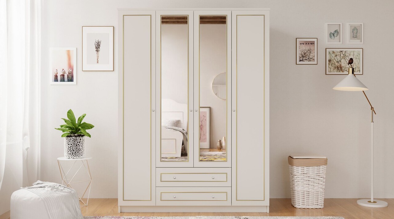 Dulap pentru haine, Rabi, Rb-079-01, 140x180x52 cm, Alb mat - 1 | YEO