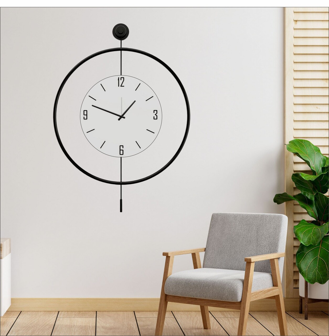 Ceas de perete, Mclock-00112, Lățime: 58 cm Înălțime: 80 cm Adâncime: 7 cm, Negru - view 2