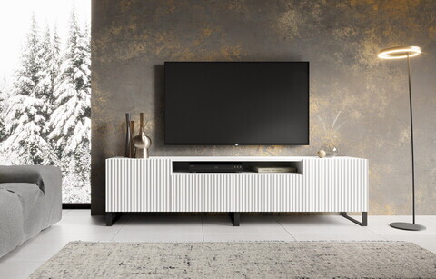 Comoda TV ADRK, Noemi, 200x41x53 cm, PAL melaminat/MDF, alb
