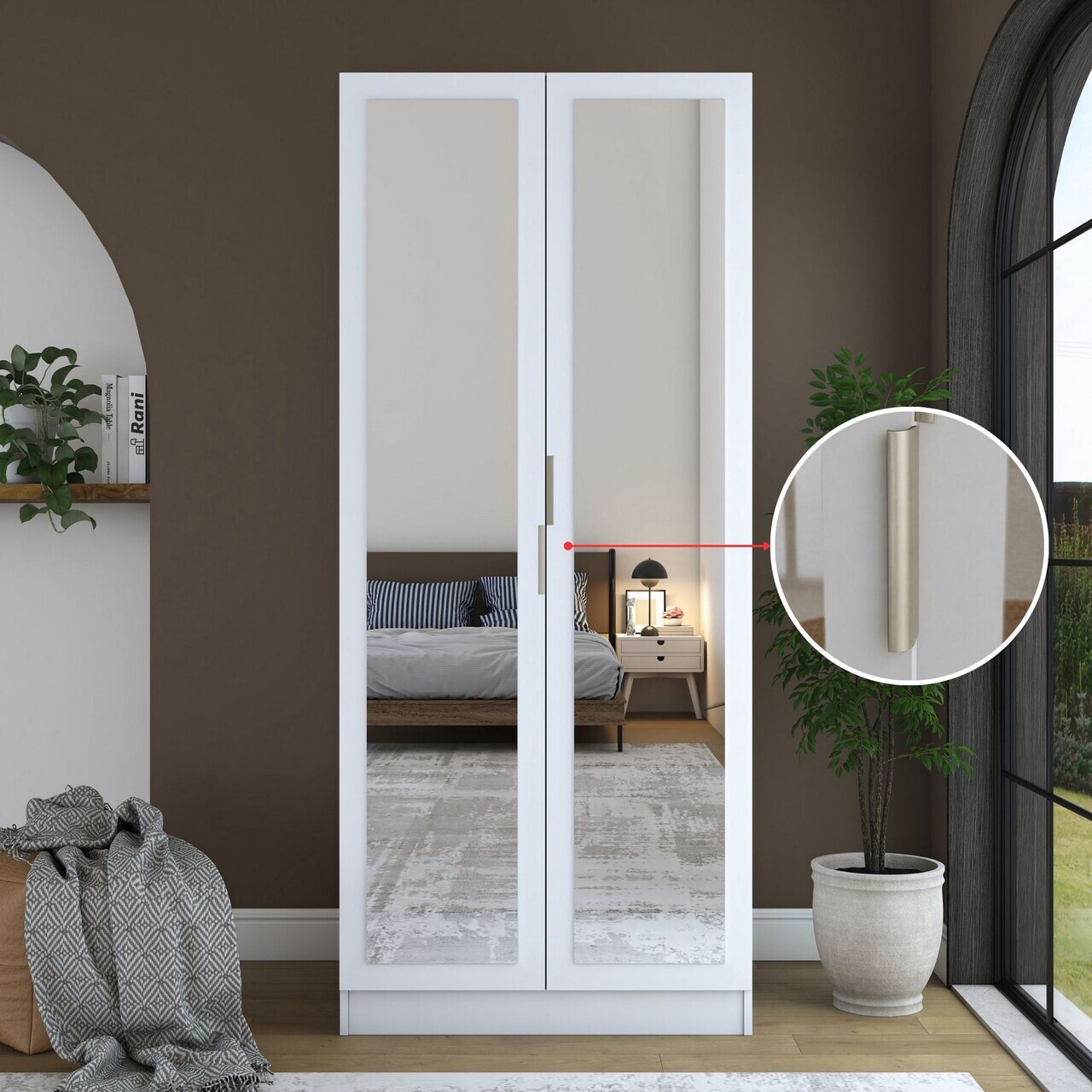 Dulap pentru haine, Hanah Home, BA230, 90x210x57.5 cm, PAL melaminat, Alb - view 5