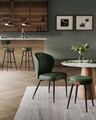Set 2 scaune de bar, Vasagle, Ekho, 57x101 cm, otel/piele ecologica, verde forest