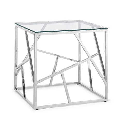 Masuta de cafea Rayan, Bizzotto, 55 x 55 x 55 cm, inox/sticla temperata Bizzotto imagine noua 2022