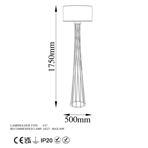 Lampadar, Fulgor, 942FLG1548, Metal, Maro