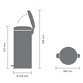 Cos de gunoi cu pedala, Brabantia, NewIcon Matt , 30 L, 38x29.3x67.9 cm, otel, argintiu