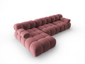 Coltar modular stanga 4 locuri, Bellis-51, Micadoni Home, 282x155x70 cm, catifea, roz