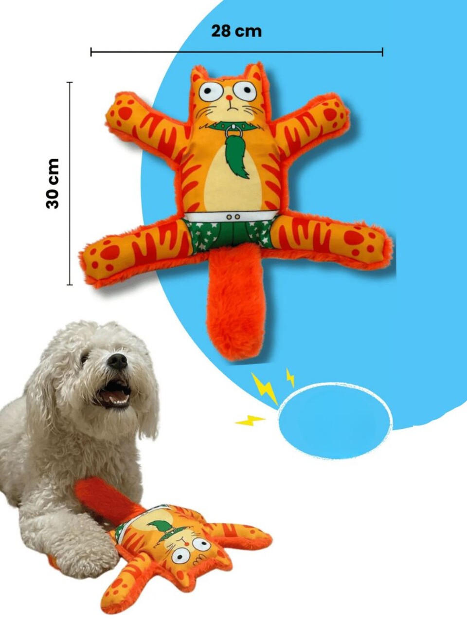 Jucărie pentru câini, Paws &amp; Whiskers, Havhav 1005, 100% MATERIAL TEXTIL PLUȘOS, Portocaliu - imagine 2