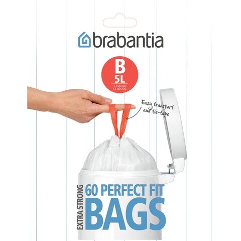 Set 60 saci de gunoi, Brabantia, PerfectFit, 5 L, plastic HDPE
