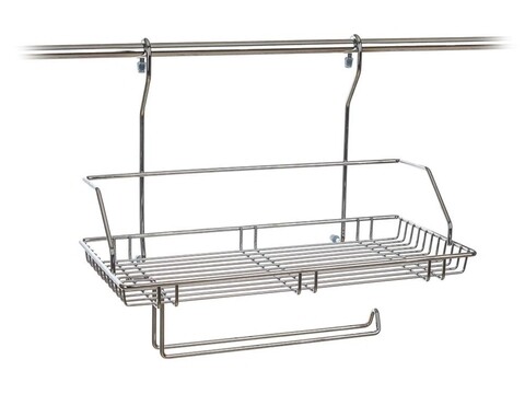 Polita depozitare condimente cu suport pentru rola servetele, Variella, Banquet, 40x21x34 cm,  inox