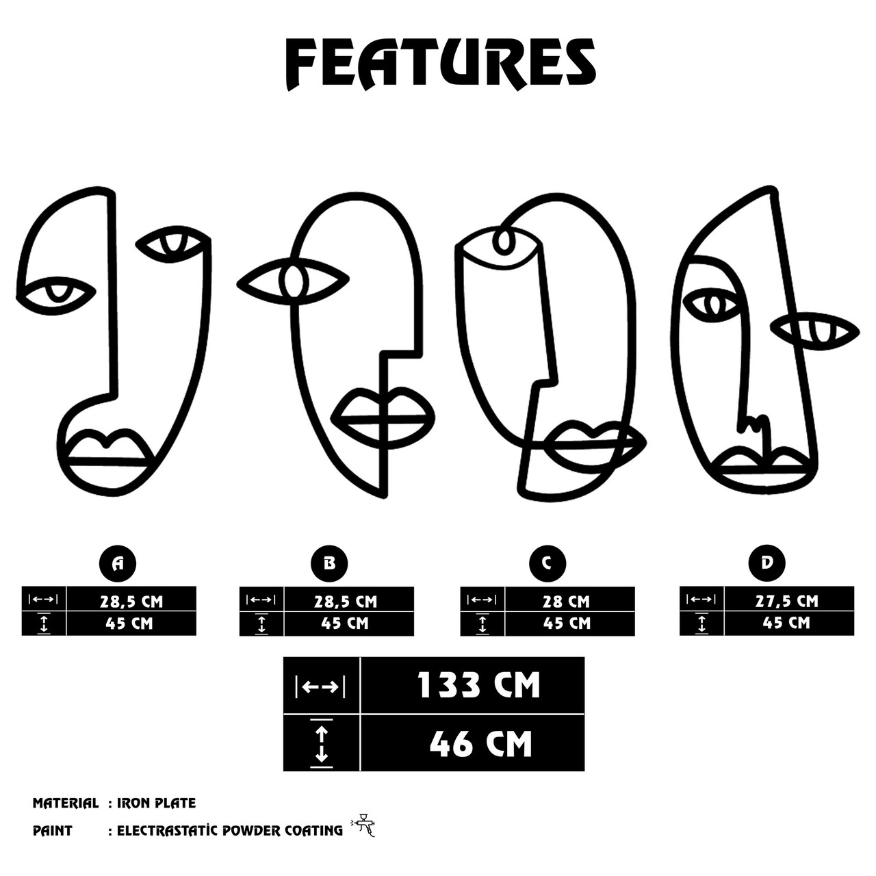 Decoratiune de perete, Anacreon, Dimensiuni: 133 x 46 cm, Negru - view 6