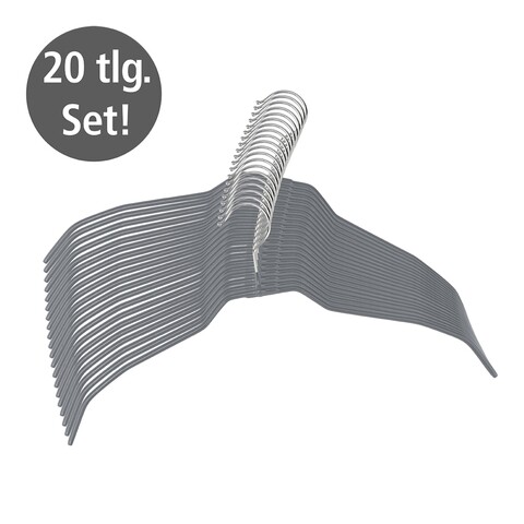 Set 20 umerase Alessia, Wenko, 41x0.5x21.5 cm, metal/PVC, argintiu/gri