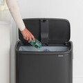 Cos de gunoi cu soft touch, Brabantia, Bo Touch Matt, 60 L, 31.2x54.5x65.6 cm, otel, negru mat