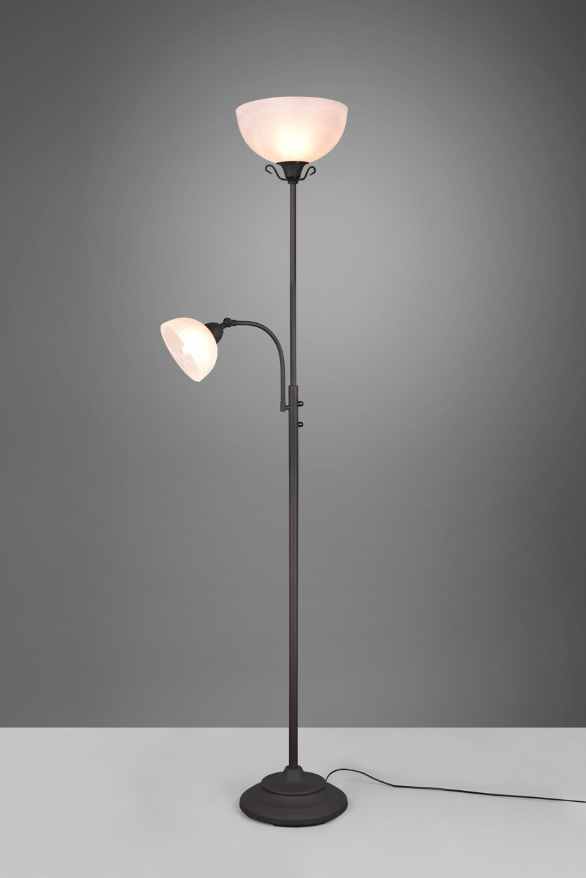 Lampadar Country, RL, 30x184 cm, 100W/40W, 1x E27, 1x E14, metal, negru/alb - 1 | YEO