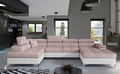 Coltar extensibil stanga 5 locuri ELTAP, Edr-20, Eduardo, 337x205x88 cm, lemn/poliester, roz deschis/alb
