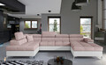Coltar extensibil stanga 5 locuri ELTAP, Edr-20, Eduardo, 337x205x88 cm, lemn/poliester, roz deschis/alb