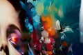 Tablou decorativ Marty -A, Mauro Ferretti, 62x92 cm, lemn de pin/canvas pictat si lacuit, multicolor