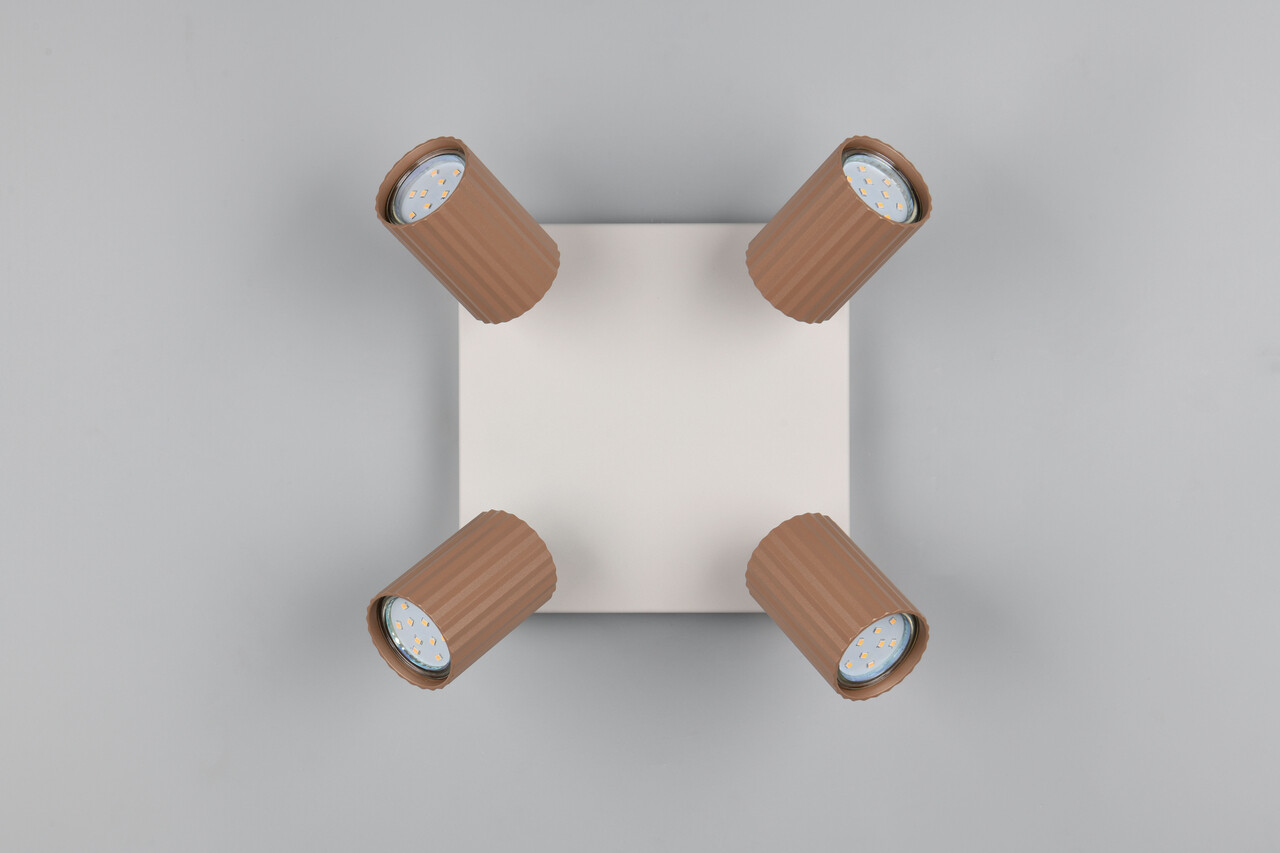 Plafoniera Soka, TRIO, 20x20x14.5 cm, 10W, 4x GU10, metal, gri/maro