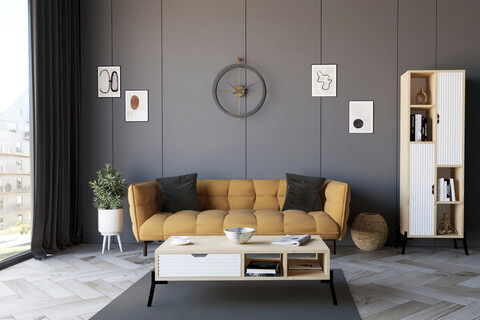 Masuta de cafea, puqa design, serpa, 100x28.2x50 cm, pal, stejar safir / alb