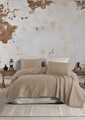 Set cuvertura de pat dubla 3 piese, Sandeo - Beige, Şaheser, Bumbac;Poliester