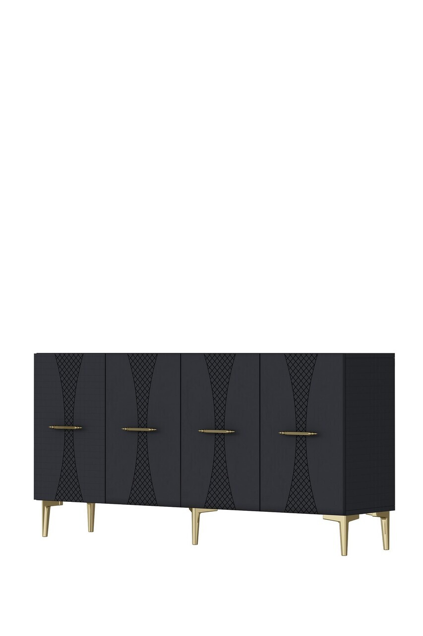 Consola, Hanah Home, Slim 150, 150x75x32 cm, Antracit / Aur — imaginea 4